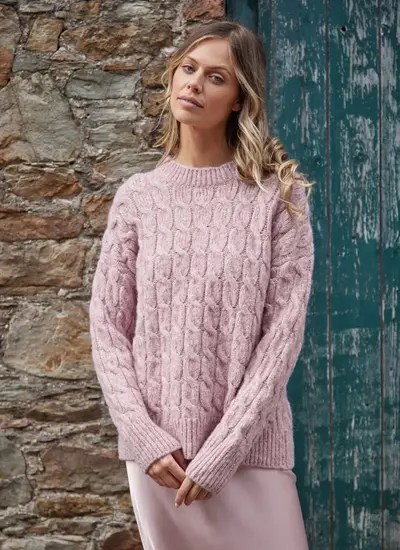 Fisherman Alpaca Cable Crew Sweater 